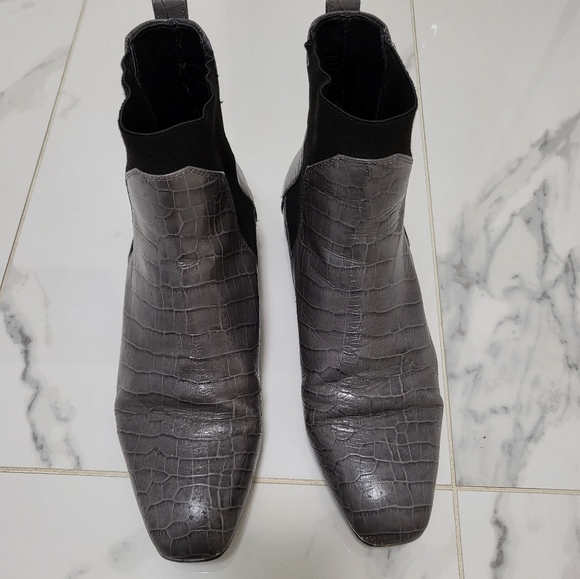 Massimo Dutti gray leather ankle boots sz7 - Picture 2 of 5